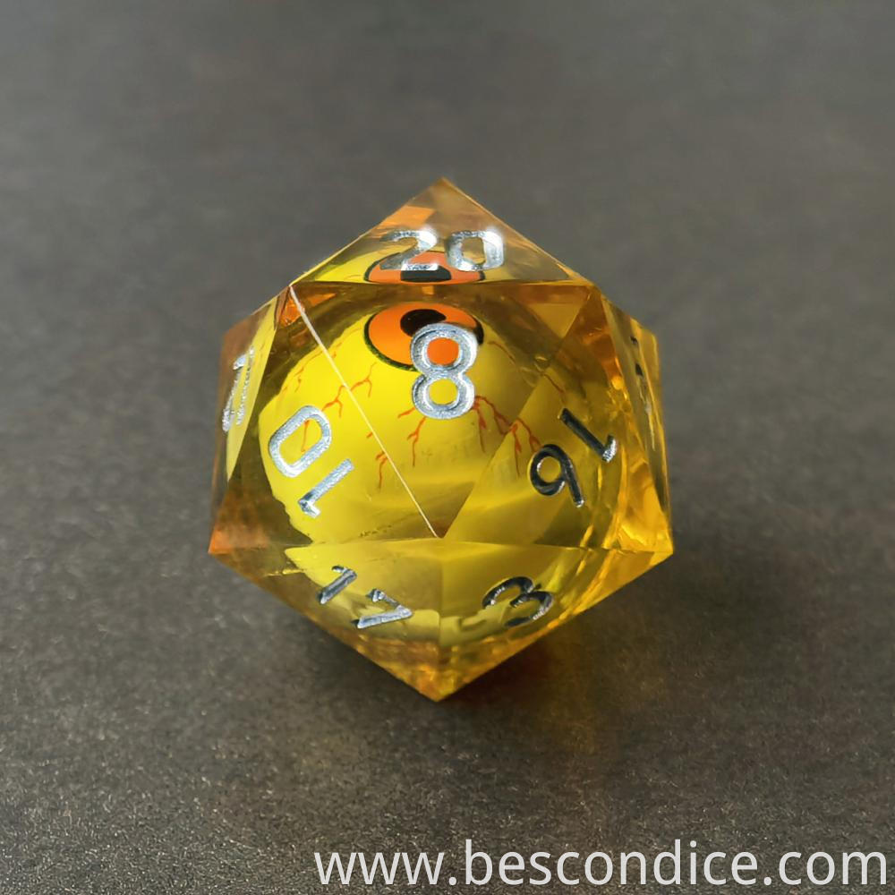 Liquid Core Sharp Edge Resin Polyhedral Dice 3